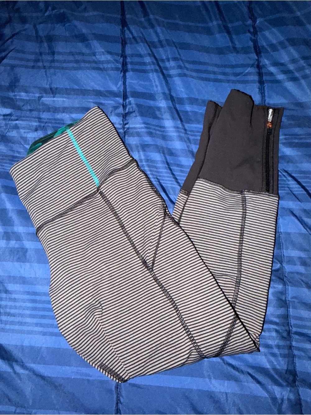lululemon athletica Men's Black & White Striped Joggers with Teal Accents